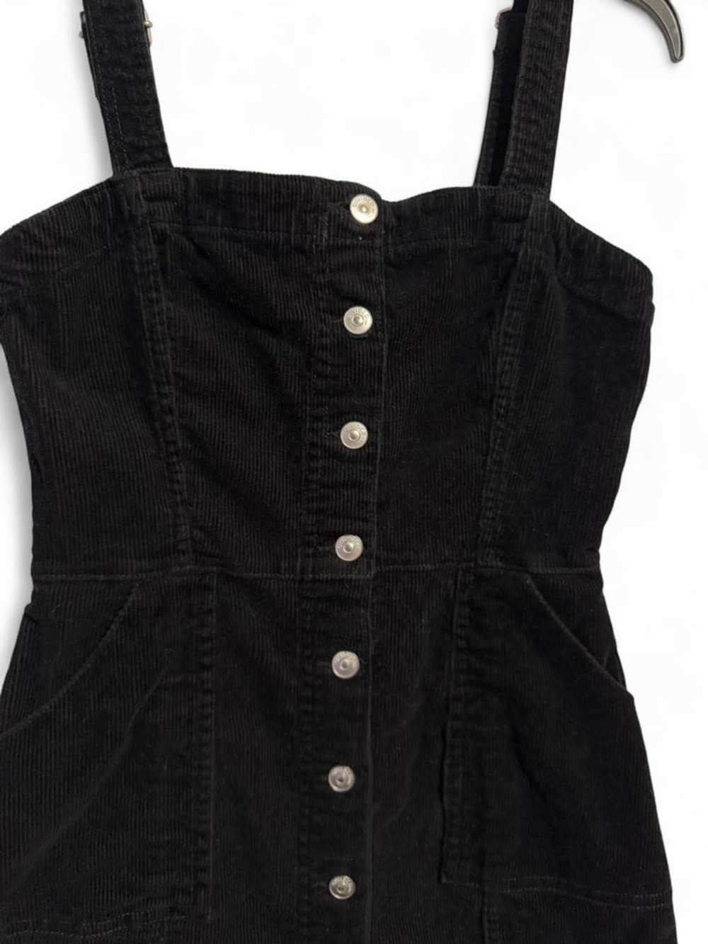 H&M Black Corduroy Button-Front Mini Dress - Picture 3 of 4